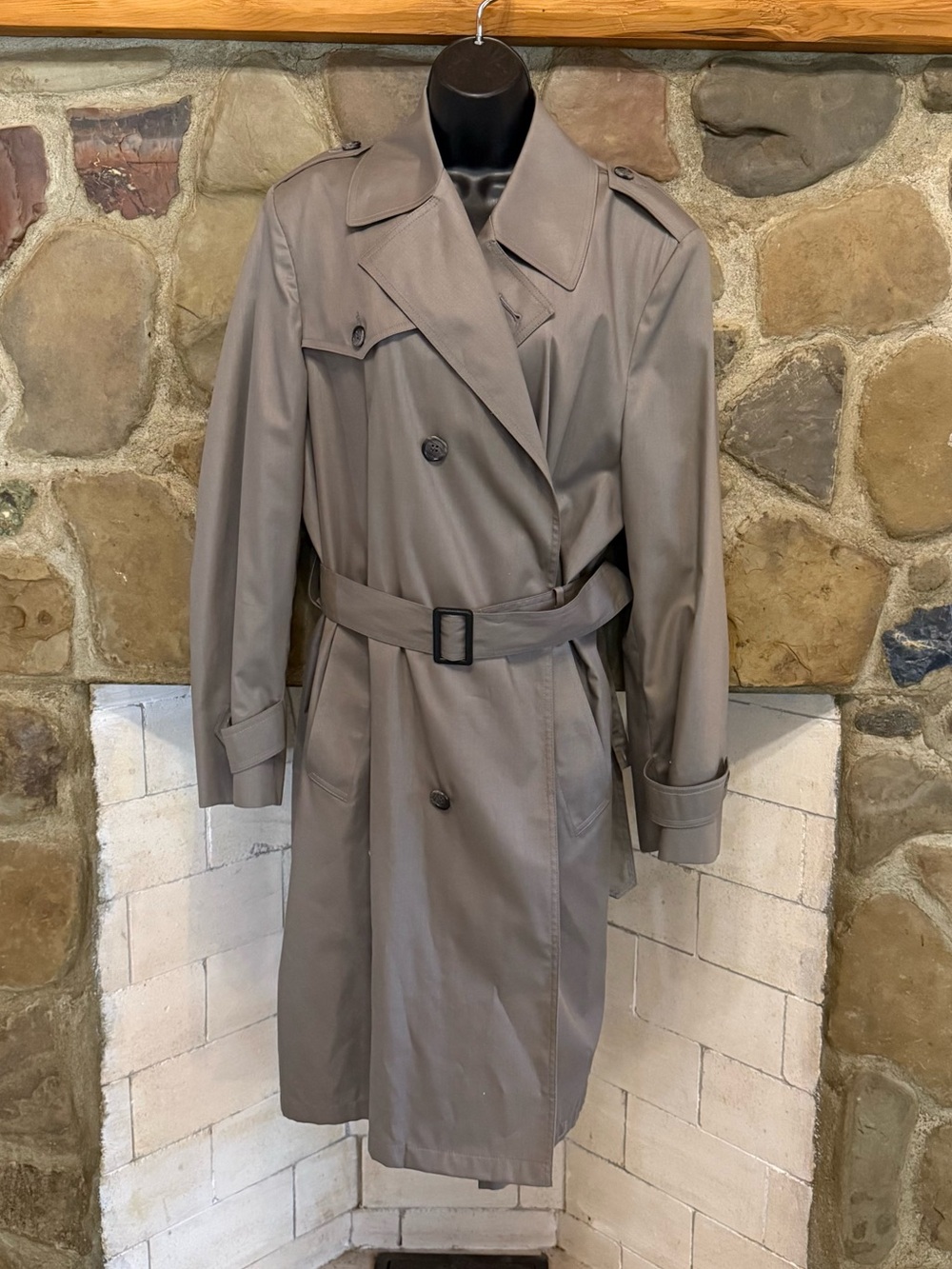 Botany 500 Classic Men's Trench Coat in Gray - Belted Double-Breasted